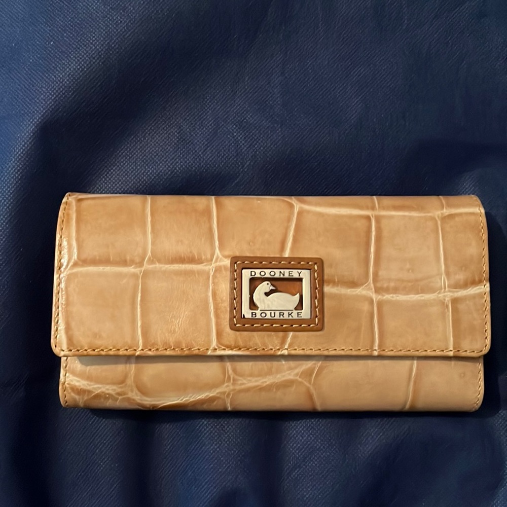 Dooney & Bourke Tan Crocodile Embossed Women's Checkbook Wallet